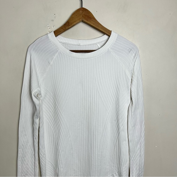 Lululemon Rest Less Pullover Aerial Current White Size 10 Athletic Stretch Top - Picture 8 of 15